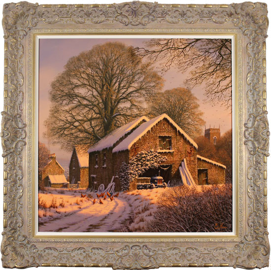 Edward Hersey, Original oil painting on canvas, Winter Warmth, Yorkshire Dales, click to enlarge