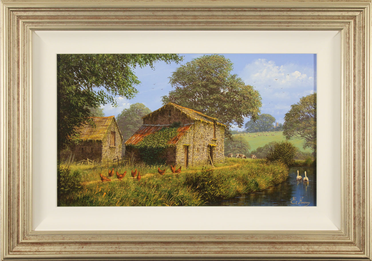 Edward Hersey, Original oil painting on canvas, Waterside Farm. Click to enlarge