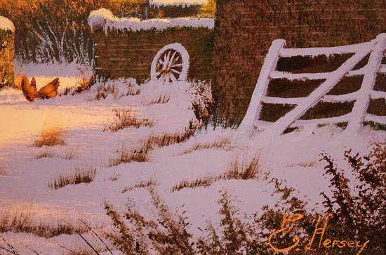 Edward Hersey, Original oil painting on canvas, Winter Warmth, Yorkshire Dales Signature image. Click to enlarge