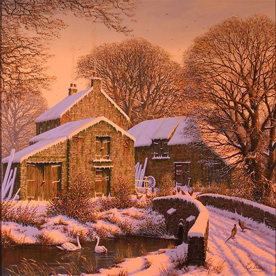 Edward Hersey, Original oil painting on panel, Warm Winter Glow Without frame image. Click to enlarge