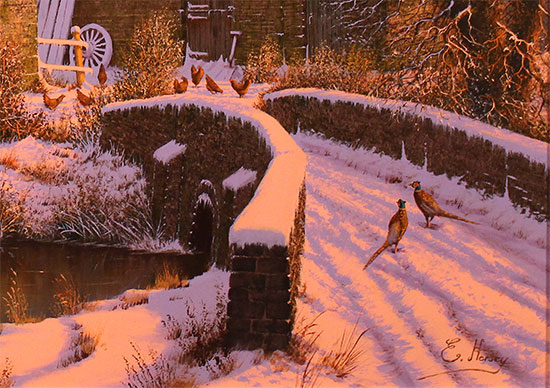 Edward Hersey, Original oil painting on panel, Warm Winter Glow Signature image. Click to enlarge
