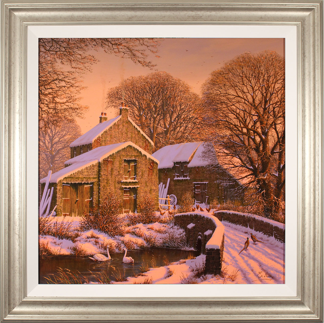 Edward Hersey, Original oil painting on panel, Warm Winter Glow. Click to enlarge