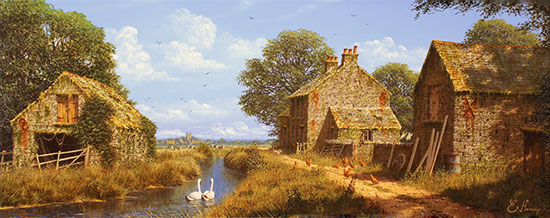 Edward Hersey, Original oil painting on panel, The Long Way Home, Yorkshire Dales Without frame image. Click to enlarge