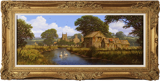 Edward Hersey, Original oil painting on canvas, Summer Serenity, Yorkshire Dales, click to enlarge