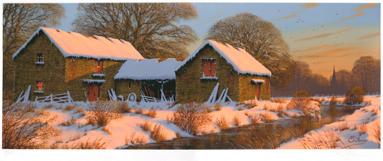 Edward Hersey, Signed limited edition print, The Warmth of Winter, Yorkshire Dales Without frame image. Click to enlarge