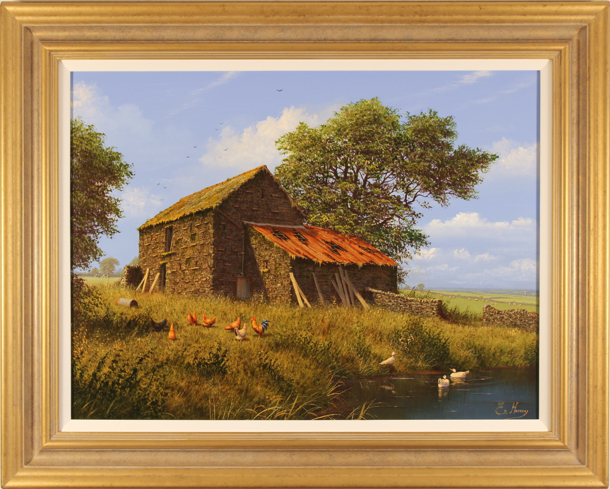 Edward Hersey, Original oil painting on canvas, By the River in the West Country. Click to enlarge