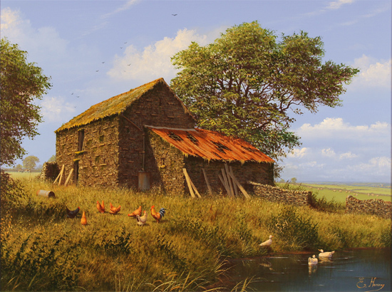 Edward Hersey, Original oil painting on canvas, By the River in the West Country Without frame image. Click to enlarge