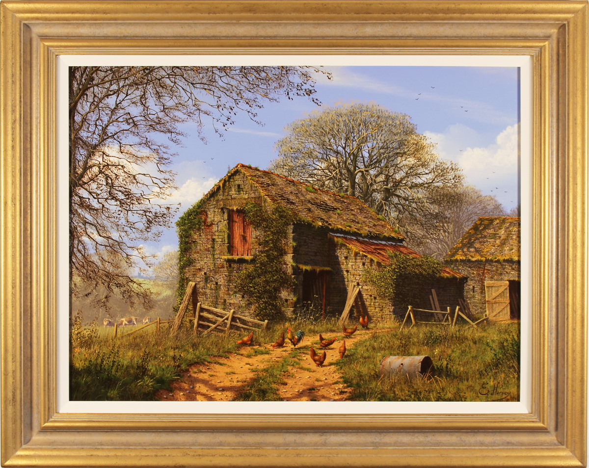 Edward Hersey, Original oil painting on canvas, Farmyard in Early Spring, The Cotswolds . Click to enlarge