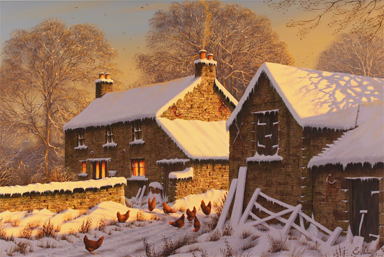 Edward Hersey, Original oil painting on canvas, Winter Glow, North Yorkshire Without frame image. Click to enlarge