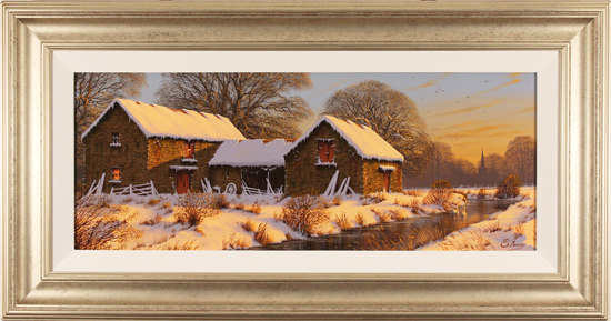 Edward Hersey, Original oil painting on canvas, The Warmth of Winter, Yorkshire Dales, click to enlarge