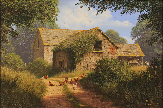 Edward Hersey, Original oil painting on canvas, Cotswolds Farm