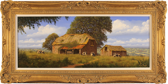 Edward Hersey, Original oil painting on canvas, Hillside Farm, North Yorkshire