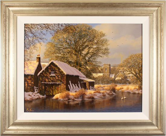 Edward Hersey, Original oil painting on canvas, Bright Winter Morning, The Cotswolds