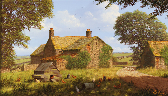 Edward Hersey, Original oil painting on canvas, Cotswolds Farm Without frame image. Click to enlarge