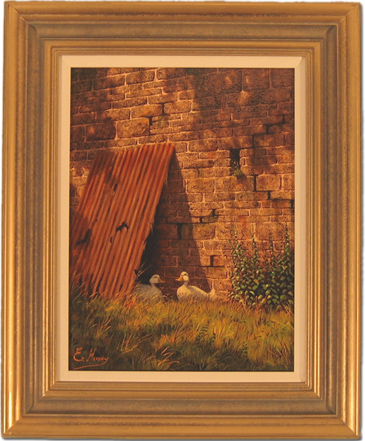 Edward Hersey, Original oil painting on canvas, Farm Scene, click to enlarge