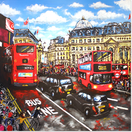 Ewen Macaulay, Original acrylic painting on canvas, Piccadilly Circus