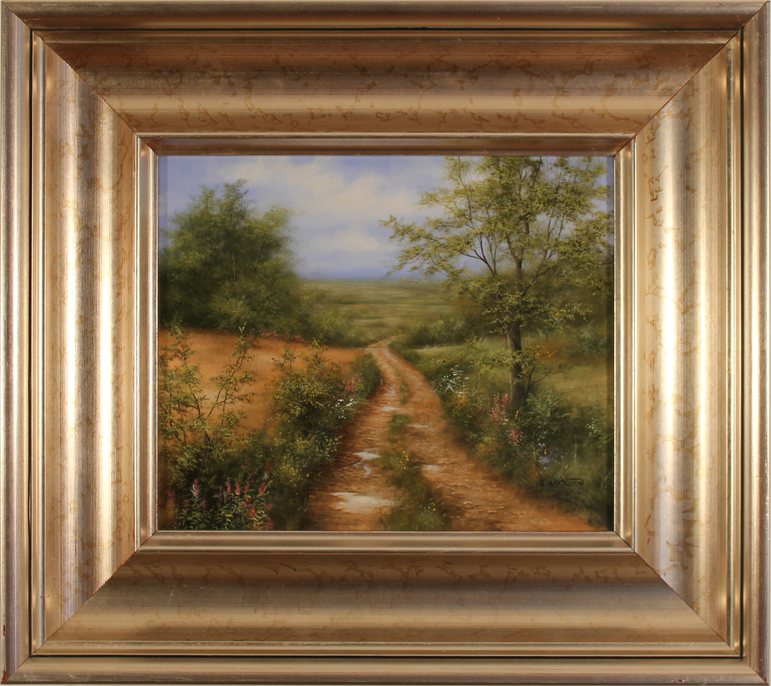 George Atkinson, Original oil painting on panel, Path of Garrowby Hill, Vale of York. Click to enlarge