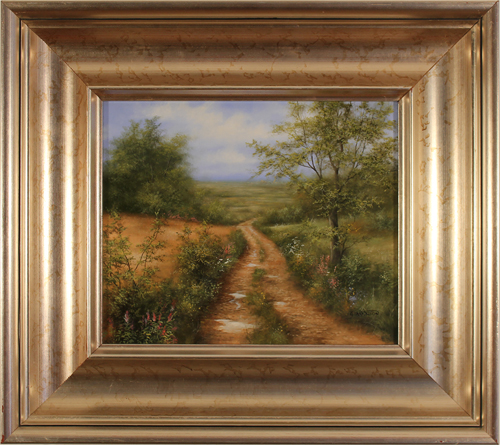 George Atkinson, Original oil painting on panel, Path of Garrowby Hill, Vale of York