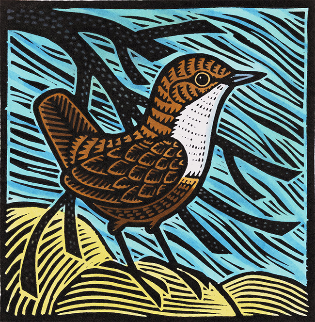 Gerard Hobson, Original linocut print, Dipper