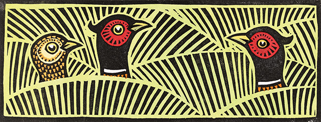 Gerard Hobson, Original linocut print, Two's Company
