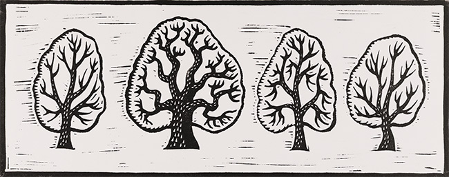 Gerard Hobson, Original linocut print, Trees