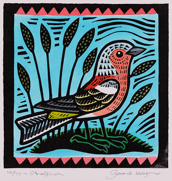 Gerard Hobson, Original linocut print, Chaffinch