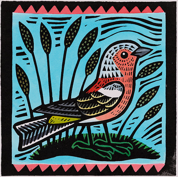 Gerard Hobson, Original linocut print, Chaffinch