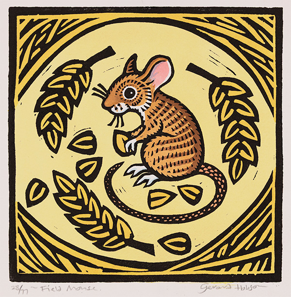 Gerard Hobson, Original linocut print, Field Mouse