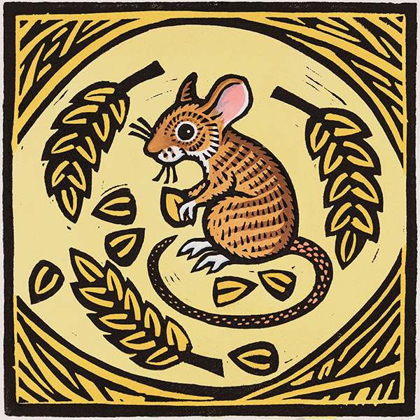 Gerard Hobson, Original linocut print, Field Mouse