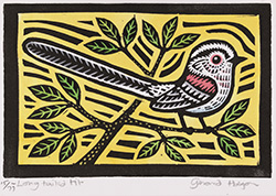 Gerard Hobson, Original linocut print, Long Tailed Tit