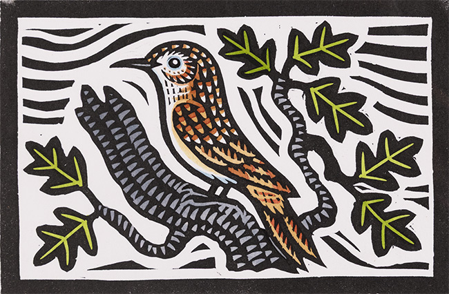 Gerard Hobson, Original linocut print, Tree Creeper