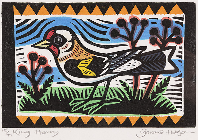 Gerard Hobson, Original linocut print, King Harry, click to enlarge