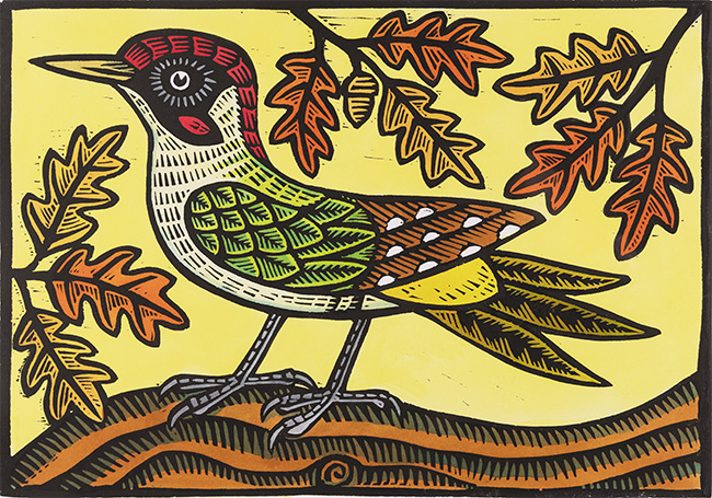 Gerard Hobson, Original linocut print, Yaffle