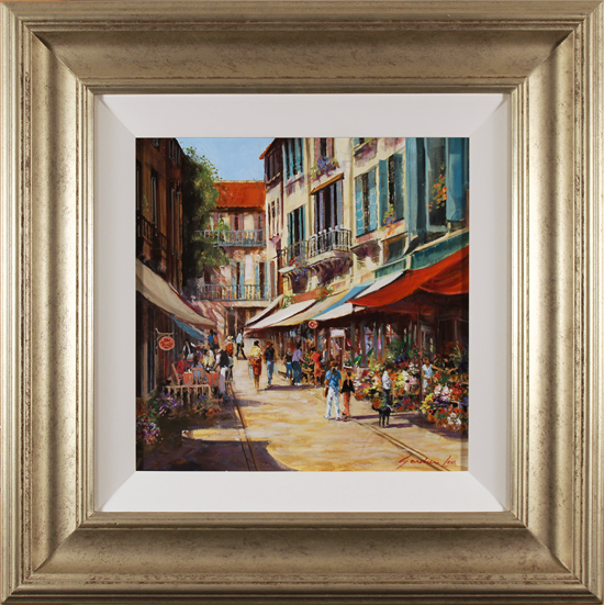 Gordon Lees, Original oil painting on panel, Parisian Flower Stall
