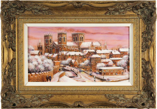 Gordon Lees, Original oil painting on panel, Evening Light, City Walls, York