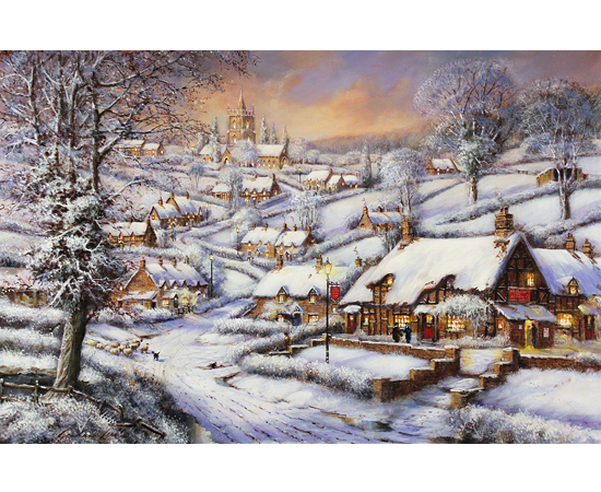 Gordon Lees, Signed limited edition print, A Snowy Evening at the Crossways Inn Signature image. Click to enlarge