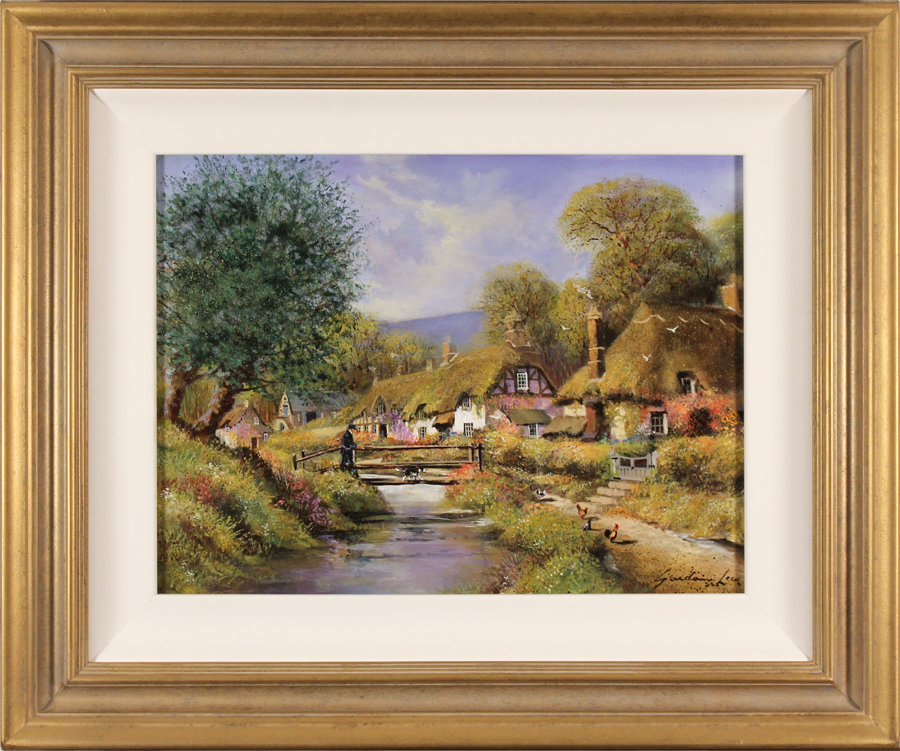 Gordon Lees, Original oil painting on panel, Summer Colours, Ebrington, The Cotswolds