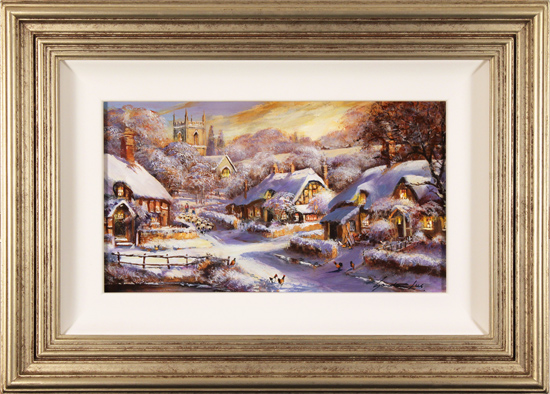 Gordon Lees, Original oil painting on panel, Village Lights, The Cotswolds