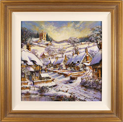 Gordon Lees, Original oil painting on panel, Winter Morning, The Cotswolds