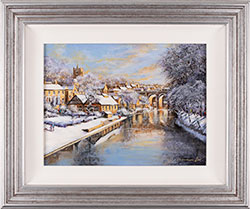 Gordon Lees, Original oil painting on panel, Winter Sun, Knaresborough