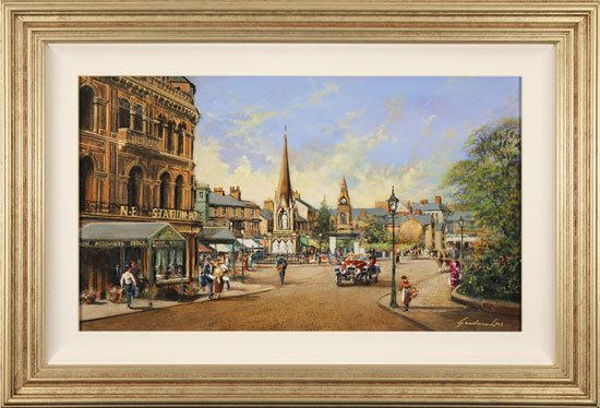 Gordon Lees, Original oil painting on panel, Old Station Square, Harrogate 