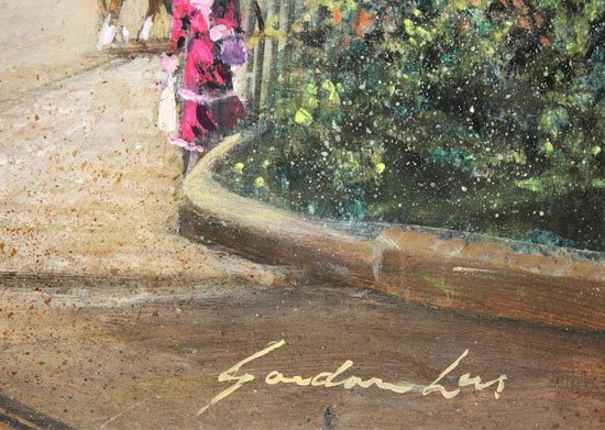 Gordon Lees, Original oil painting on panel, Old Station Square, Harrogate Signature image. Click to enlarge