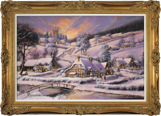 Gordon Lees, Original oil painting on panel, A Winter's Eve 