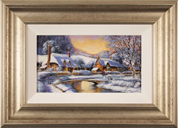 Gordon Lees, Original oil painting on panel, Cotswolds Village in Winter