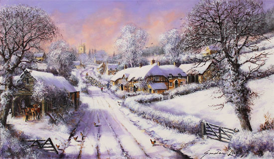 Gordon Lees, Original oil painting on canvas, Fading Light of a Winter's Eve Without frame image. Click to enlarge