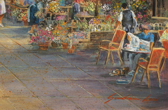 Gordon Lees, Original oil painting on panel, Parisian Boulevard Signature image. Click to enlarge