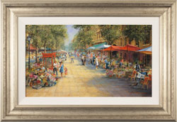 Gordon Lees, Original oil painting on panel, Parisian Boulevard