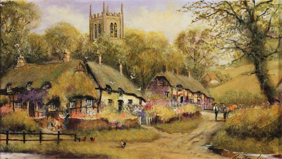 Gordon Lees, Original oil painting on panel, A Summer Evensong Without frame image. Click to enlarge