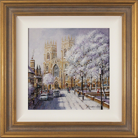 Gordon Lees, Original oil painting on panel, Falling Snow, York Minster, click to enlarge