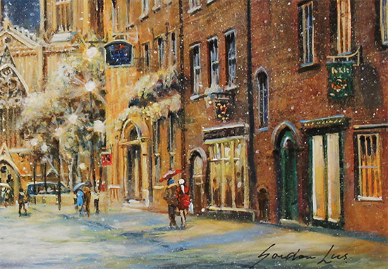 Gordon Lees, Original oil painting on panel, A Winter's Eve, York Minster  Signature image. Click to enlarge